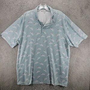Matte Grey Short Sleeve‎ Golf Polo Shirt Men's 2XL XXL 5 O'Clock Somewhere Green